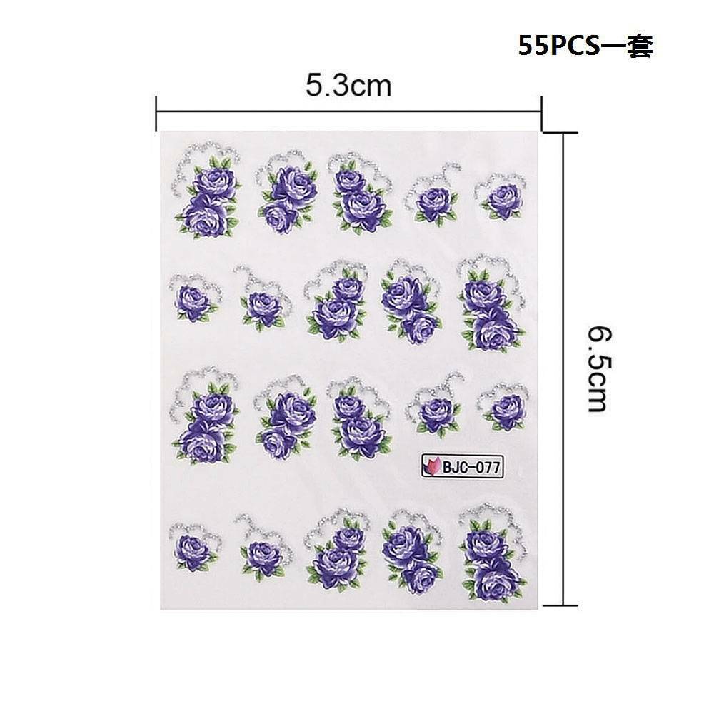 55 Sheets Cherry Nail Art Water Transfer Stickers Flower Butterfly Decals DIY