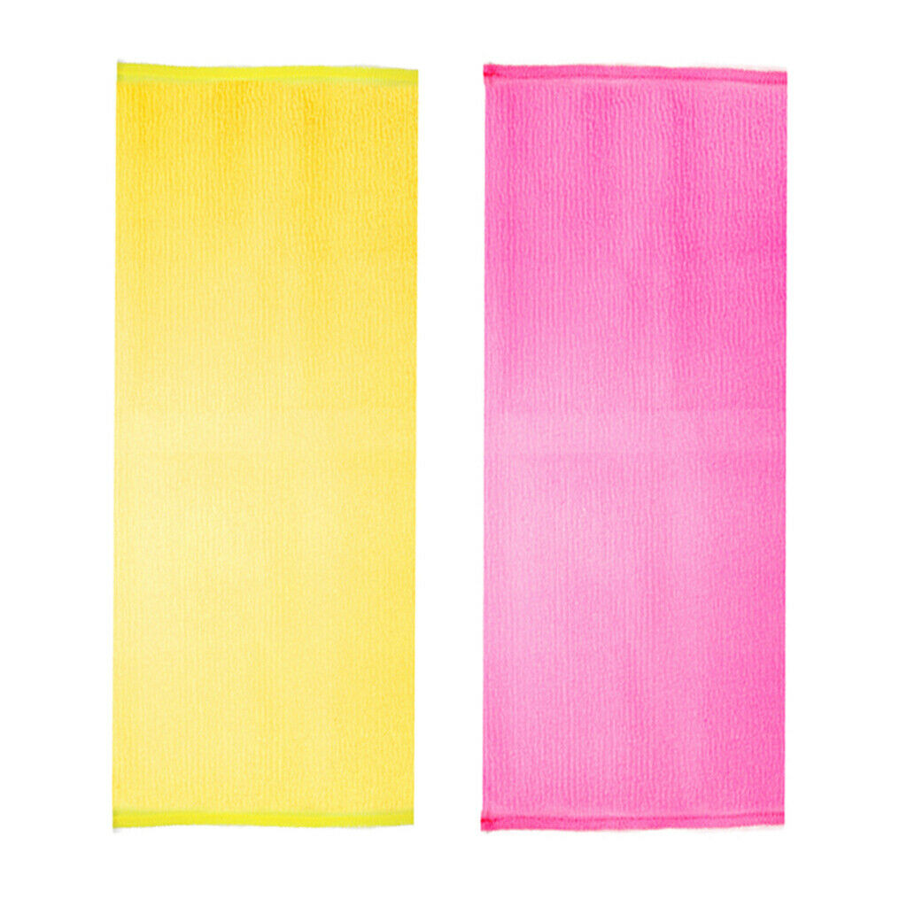 2 lot Long Exfoliating Back Strap Bath Cloth Towel Adults/Kids Red+Yellow