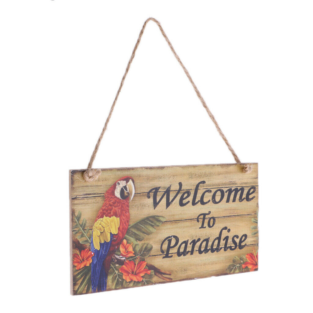 Welcome to Paradise/Paradise Found Wood Plaque with Jute Twine Hanging Sign