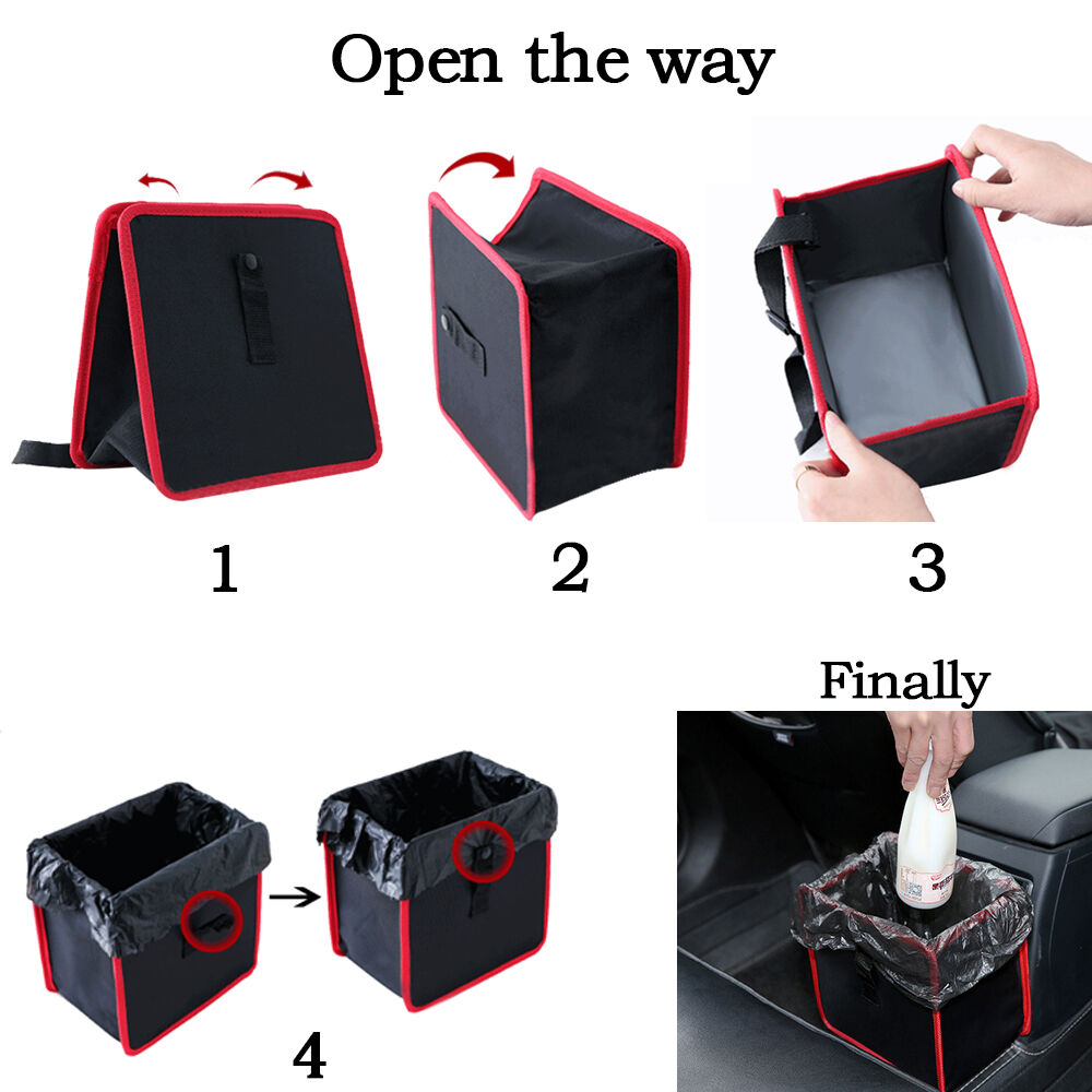 In-Car Wastebasket Litter Leak Proof Bin Wastebasket Container Trash Storage Box