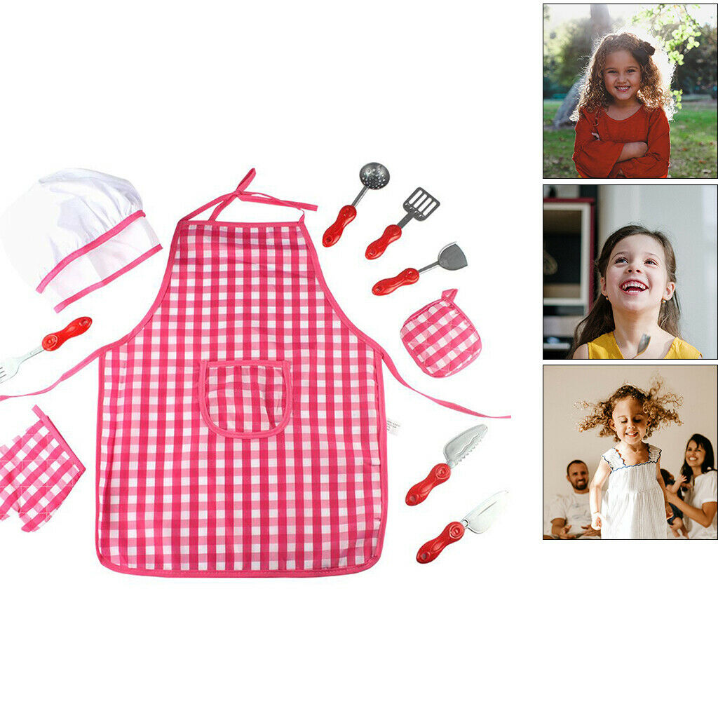 Chef Cook Role Costume Apron Dress Up Clothes Toys Kitchen Accessories Age
