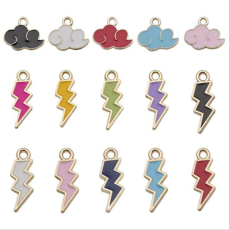 90Pcs Enamel Lightning Cloud Charms Pendant DIY Earring Bracelet Necklace Making