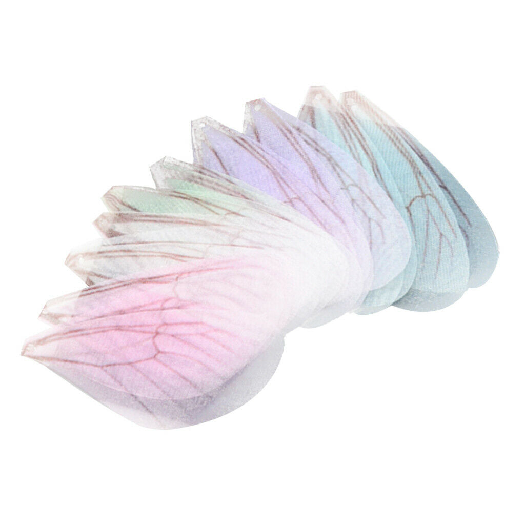10pcs Cloth Dragonfly Cicada Wing Charms DIY for Earring Pendant Mixed Color