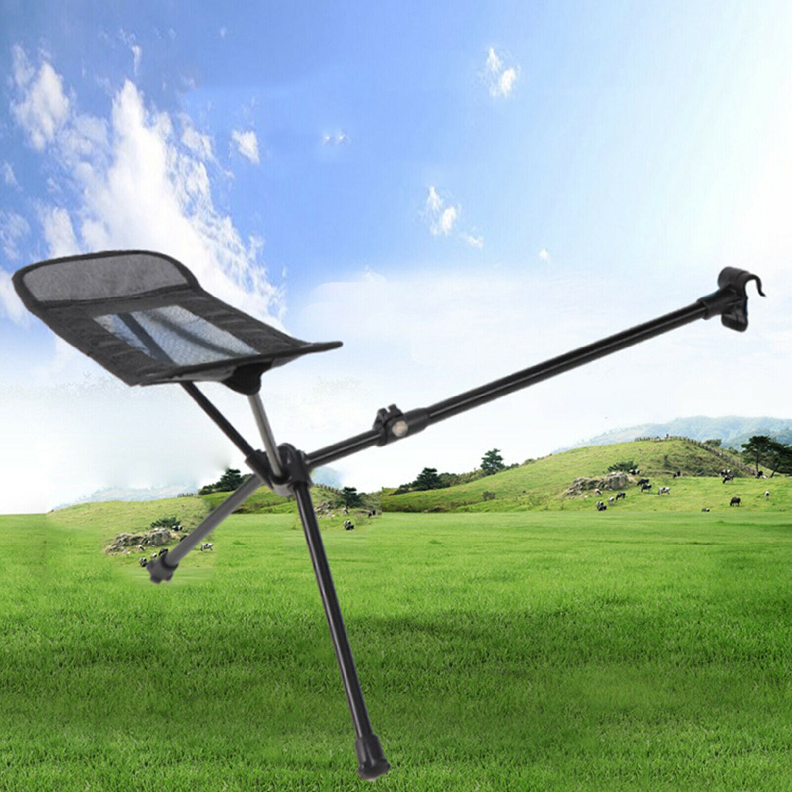 2 Pieces Portable Folding Chair Footrest Recliner Seat Footstool Legs Rest