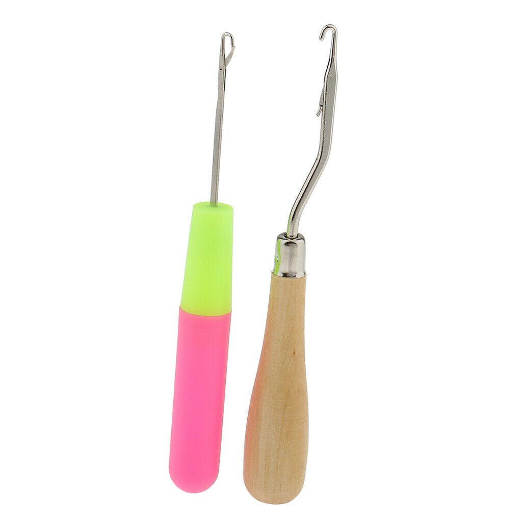 2pcs Latch Hook Crochet Needle Hair Extension Rug Making Knitting Interlock