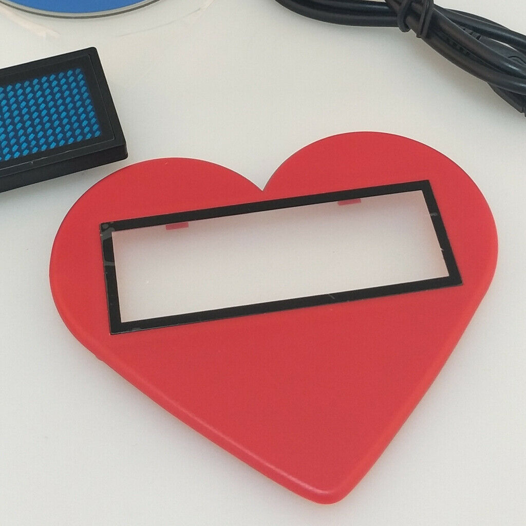 Heart-shaped Led Name Badge Scrolling Bright Sign Message 75x30x5mm Blue