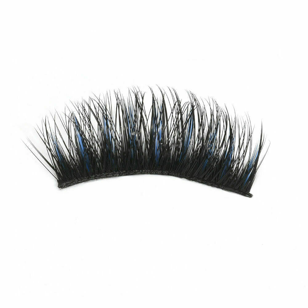 5 Pairs Blue+Black Handmade Long Thick Cross False Eyelashes Makeup Eye Lashes ~