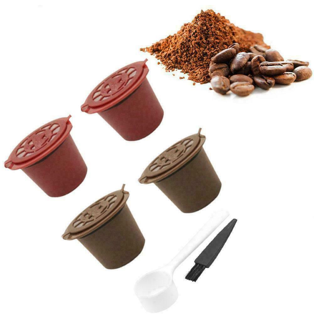 4PCS Refillable Reusable Coffee Filter Capsules Pods For Nespresso B O5Q3