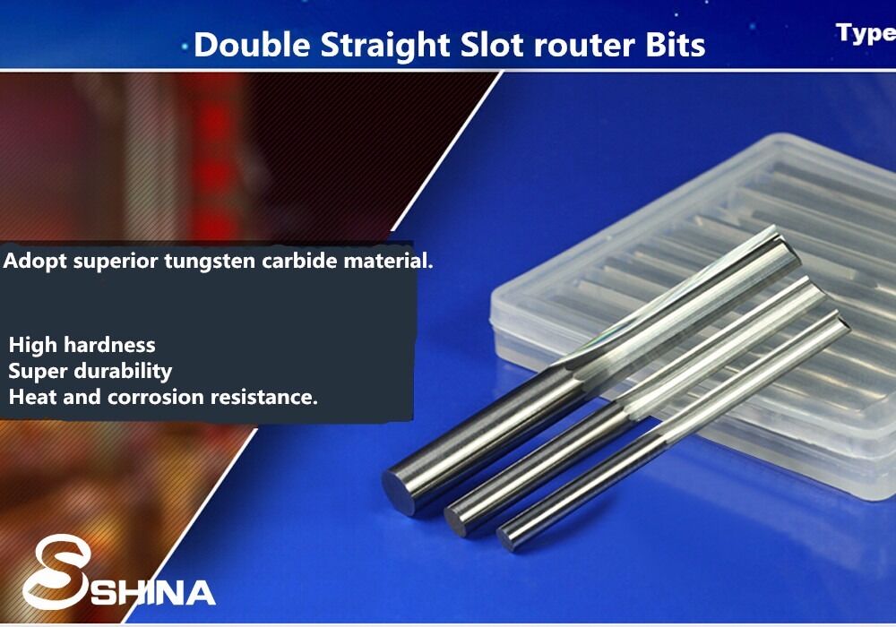 5x 6mm 1/4" Double Flute Straight Slot CNC Router Bits Tungsten Carbide 6*32mm