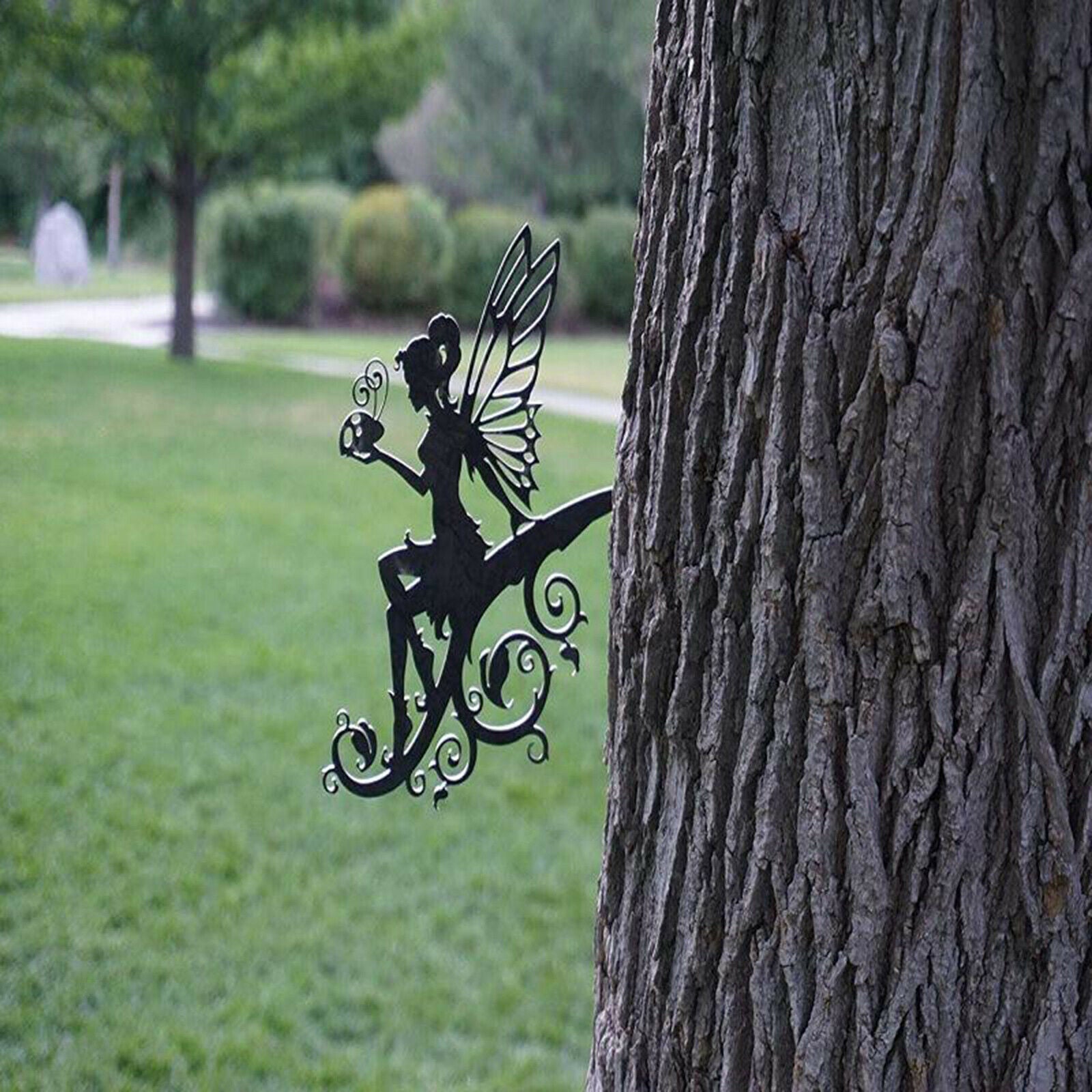 Metal Craft Fairy Silhouette Statue Ornament Enterway Backyard Wall Fence