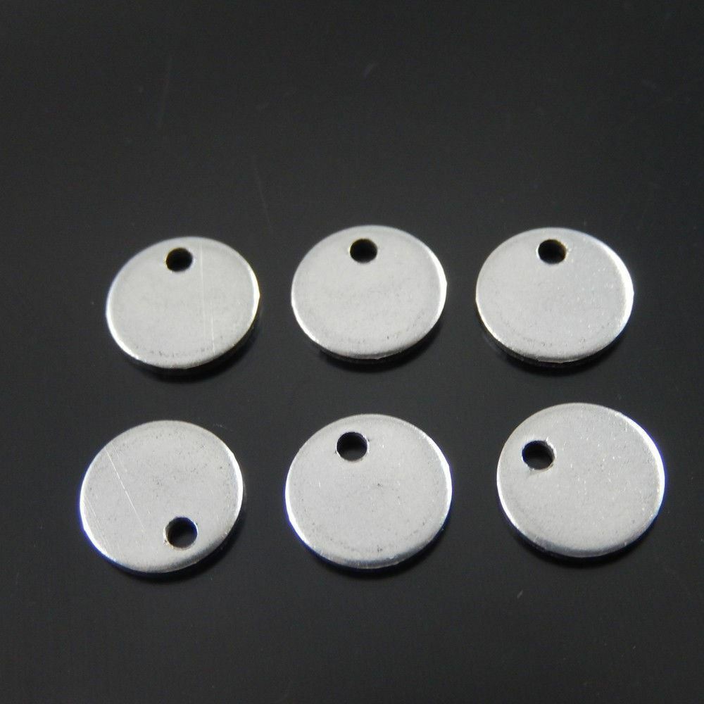 40x SilverTone Stainless Steel Round Blank Stamping Tags finding Pendants 8mm