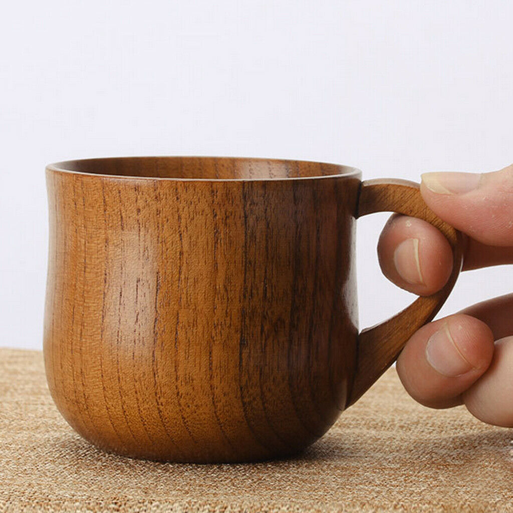 2 x Wooden Mug Tea Cups Beer Tankard Christmas Party Coffee Mug Brown Set