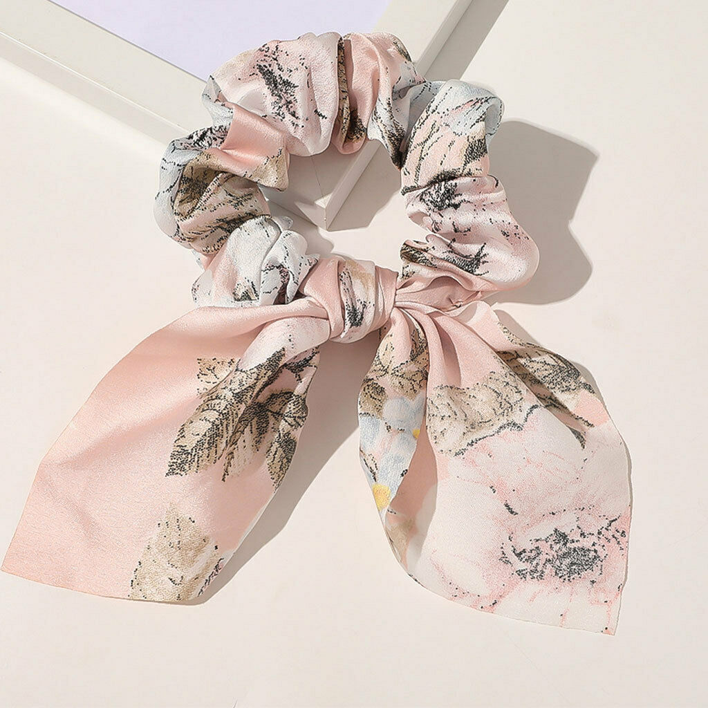 5 Pack Hair Scrunchies for Women Thick Hair Bunny Ear Scrunchies Hair Ties