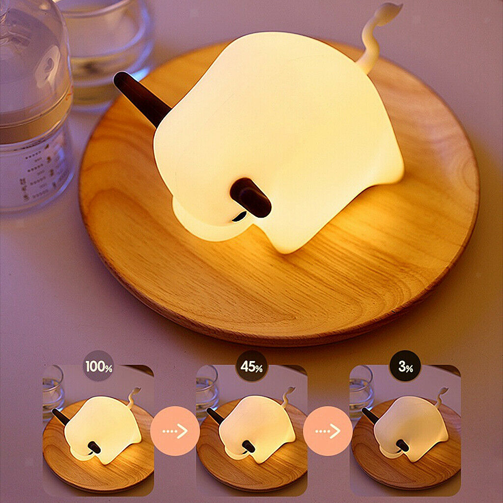 Cow Night Light Kids Silicone LED Lamp Animal Baby Nursery Stepless Dimming