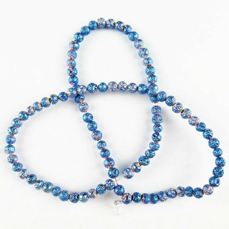 2Strand 4mm Light Blue Titanium Crystal Agate Quartz Geode Loose Bead 15.5 "