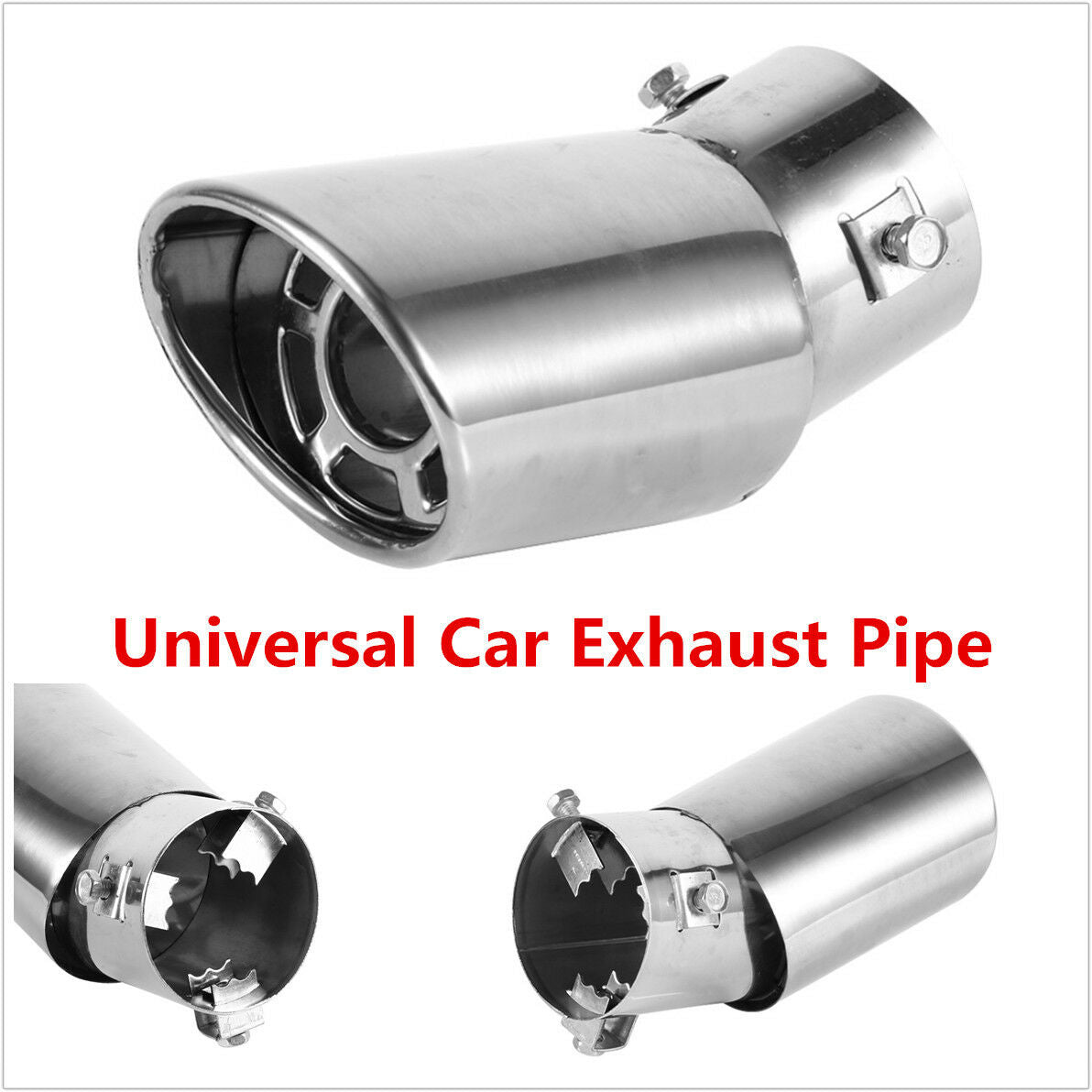 1x Universal Car Exhaust Pipe Tail Muffler Tip Rear Round Stainless Steel Chrome