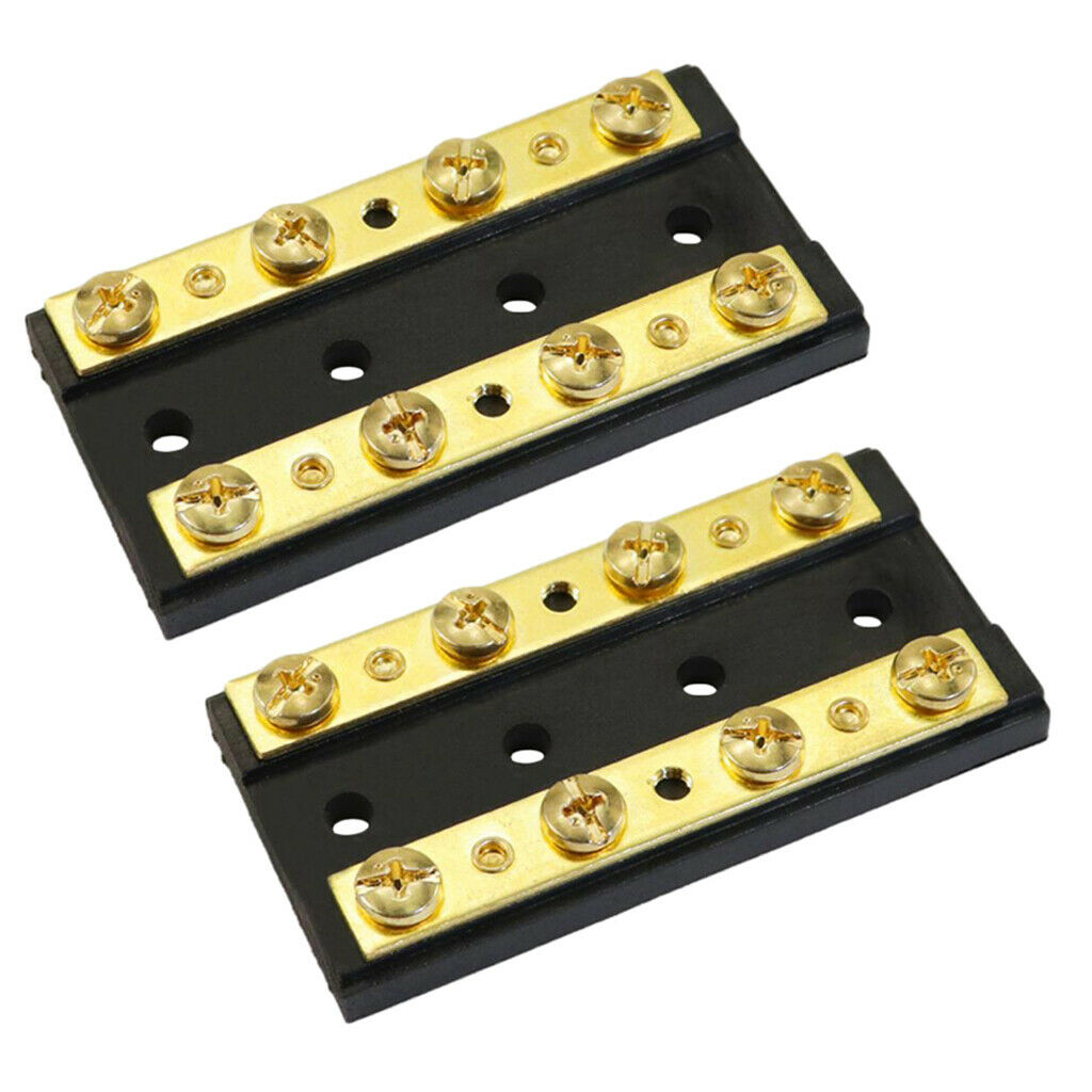 2Pcs Engine Car 4 Gang Duel Buss Bar Block 8 Terminal 32V 60A Dual Bus Bar