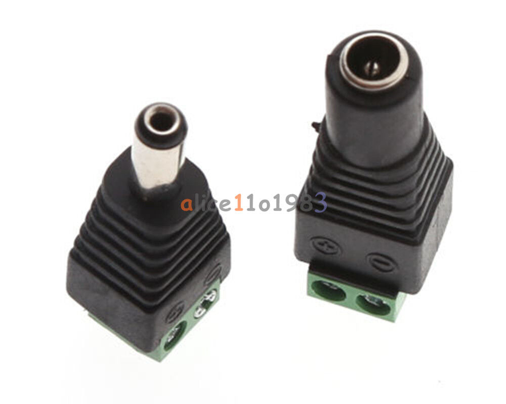 10Pairs Male Female 2.1x5.5mm DC Power Plug Jack Adapter Connector for CCTV