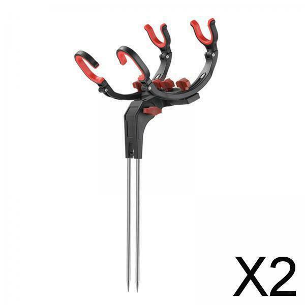 2X Fishing Rod Holders Ground Support Stand Fishing Pole Support Holder Double