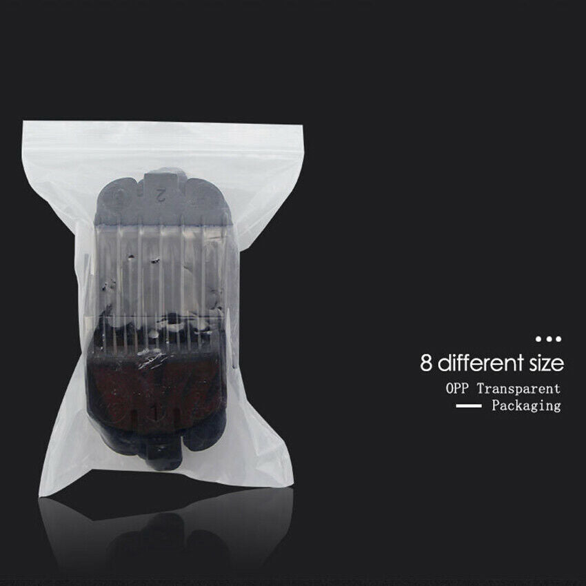 Universal 8 Pcs Hair Clipper Limit Combs Guide Attachment Size Replacement Black