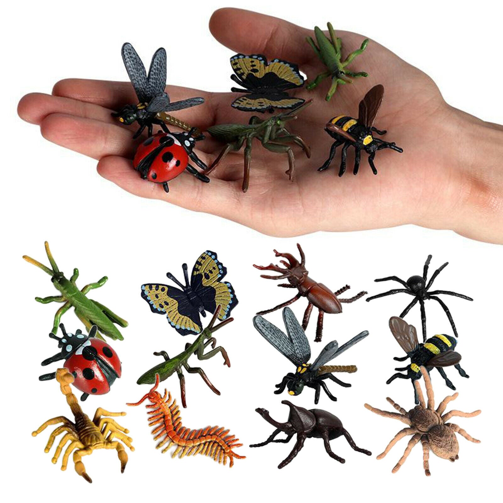 3X 12pcs Plastic Insect Figures Toys Bugs Mantis Scorpion Bee Jungle Decor
