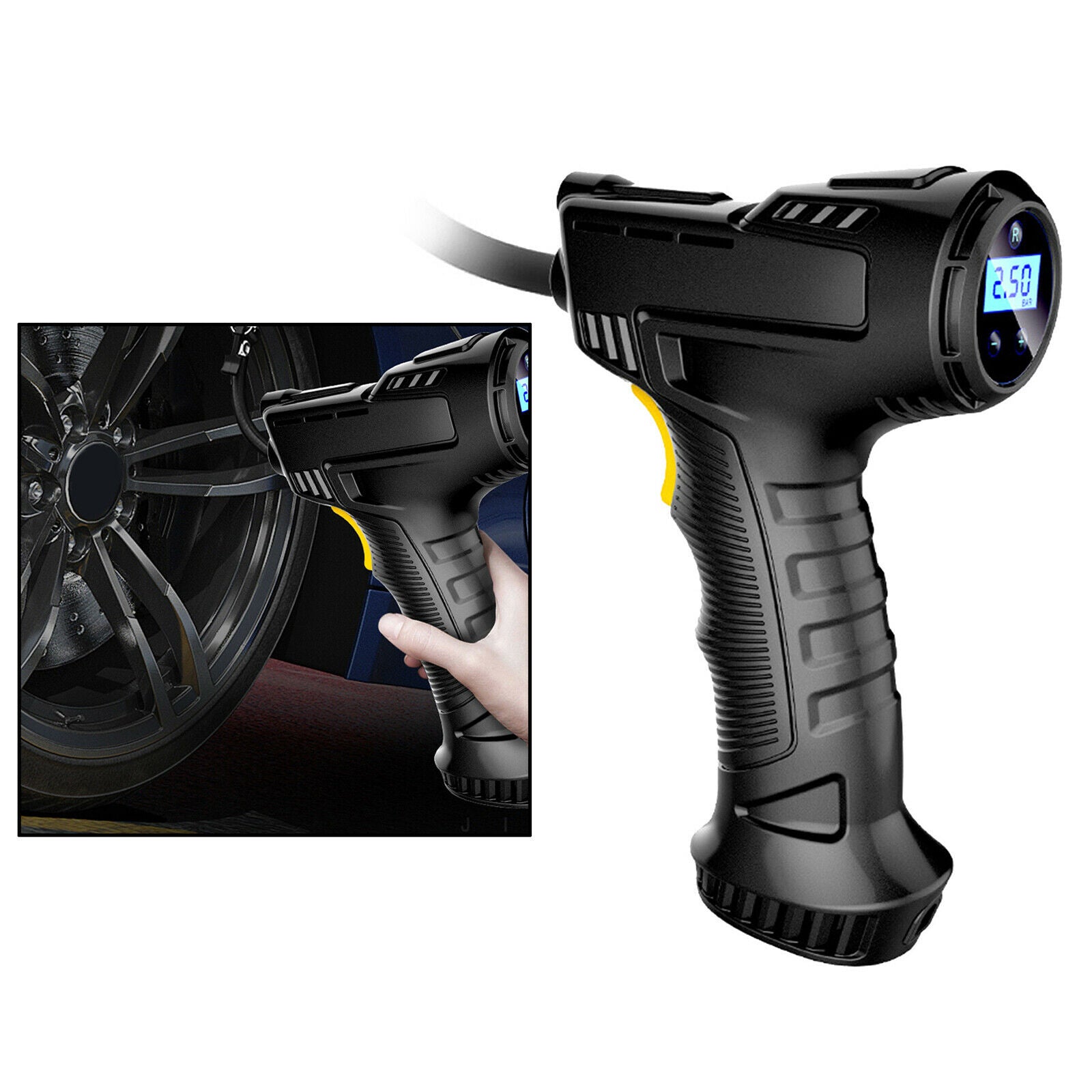 Cordless Tyre Inflator Portable Air Pump LED Light for Car Motorcycle Bike