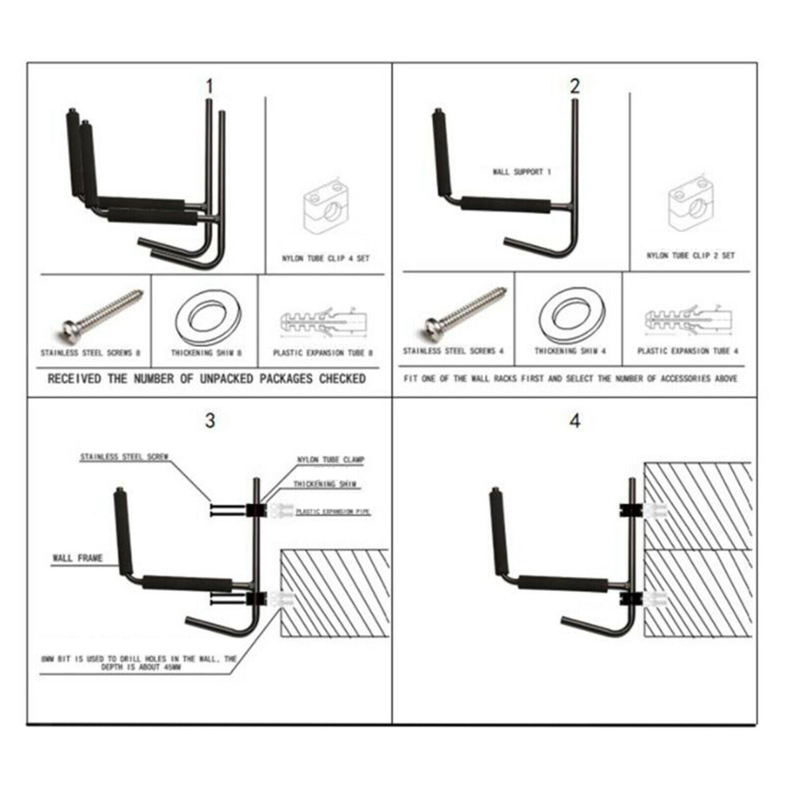 Pack of 2 Heavy Kayak Storage Hook Wall Mounted Canoe Carrier Surfboard Accs