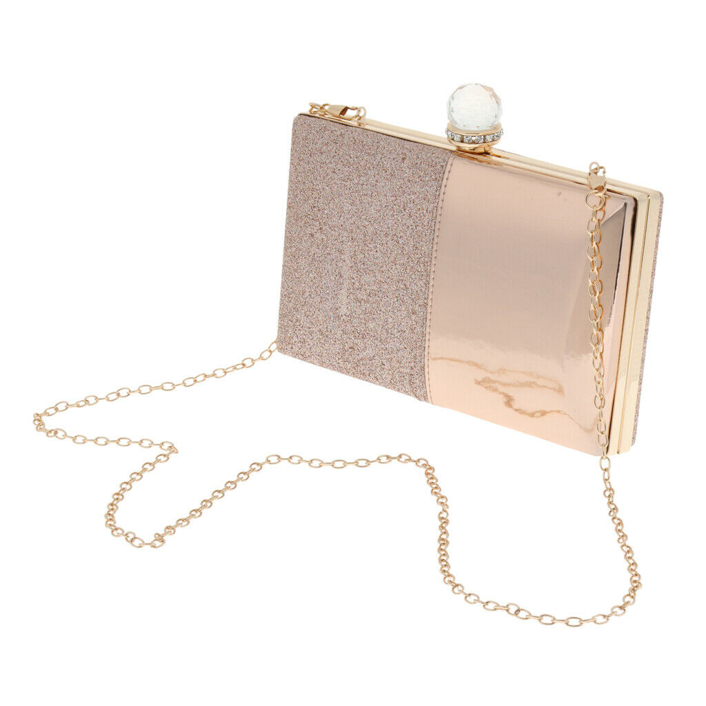 Womens Glitter Wedding Patent Leather Handbag Evening Party Clutch Bag Purse -