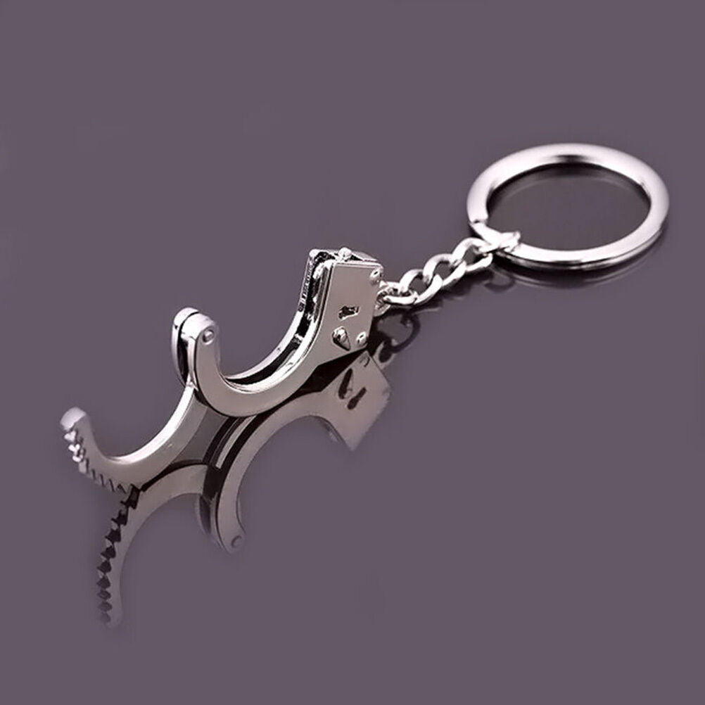 Beautiful Keyring Gadget Lover's Gift Double Handcuffs Metal Key Fob Keych.l8