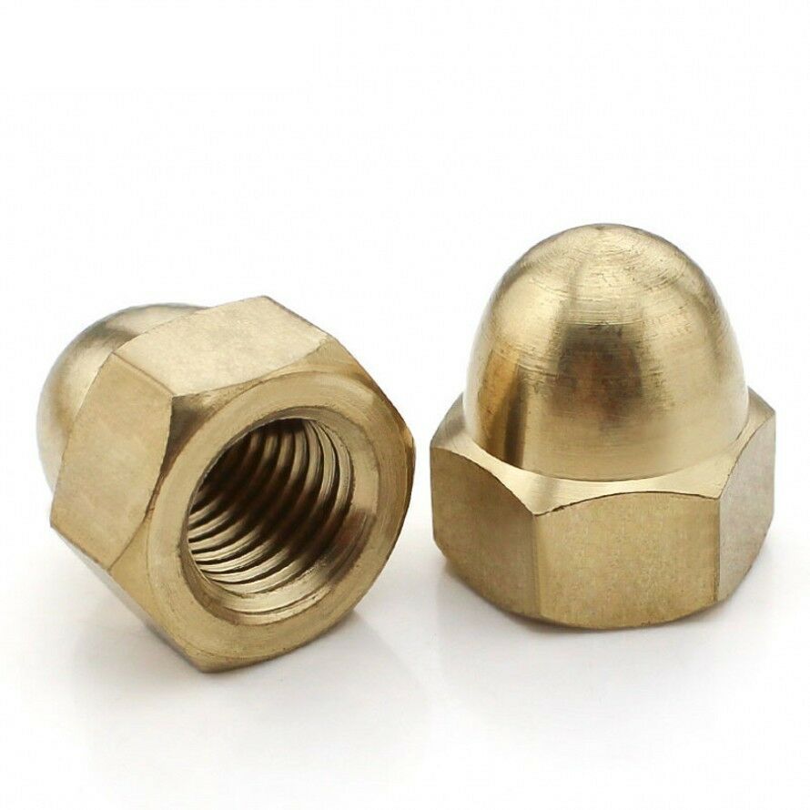 5PCS M8 x 1.25mm Pitch SOLID BRASS HEX DOME NUTS ACORN CAP NUT FOR BOLTS/SCREWS