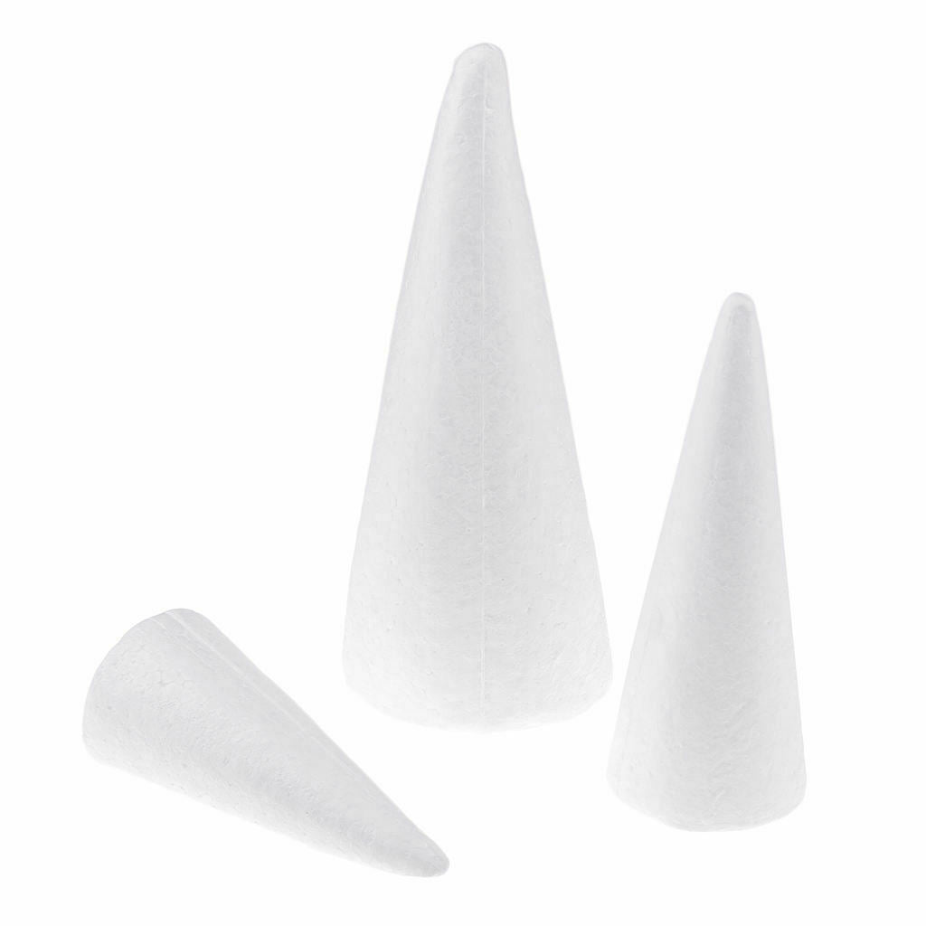 15Pcs Cone Shaped Styrofoam Foam Ornaments For Handmade DIY Modelling Crafts