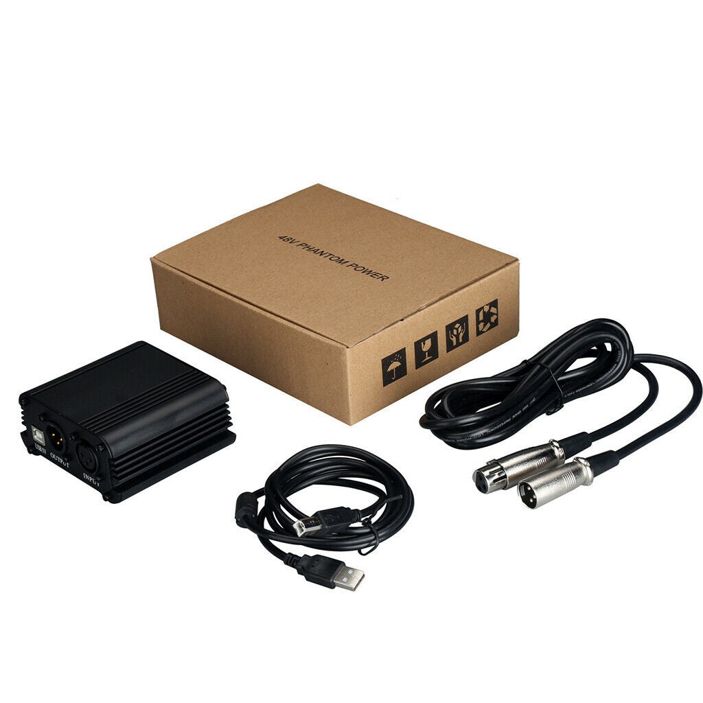 48V Phantom Power Supply for Condenser Microphone Mic Audio Studio Recording