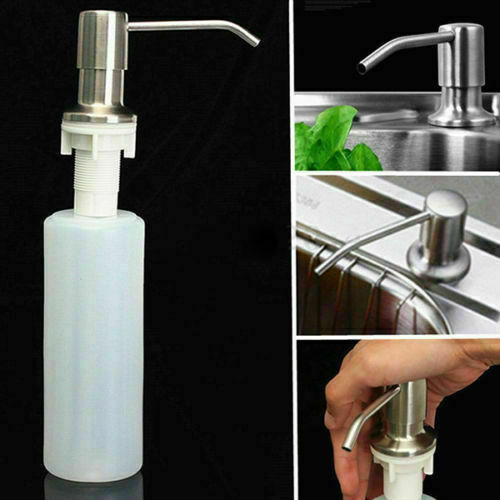 New Kitchen Sink Soap Dispenser Brushed Nickel Head ABS Bottle 300ml