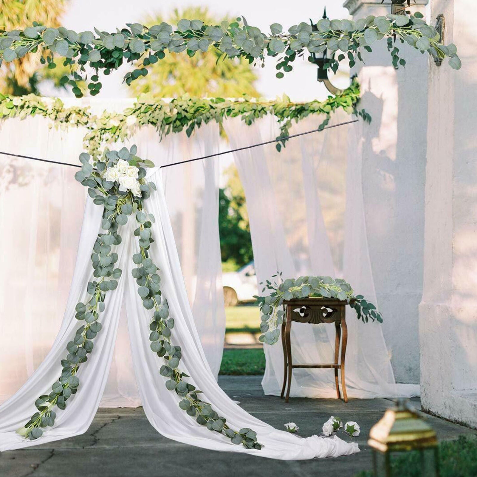 Artificial Eucalyptus Garland Faux Silk Vine Handmade Leaves Greenery