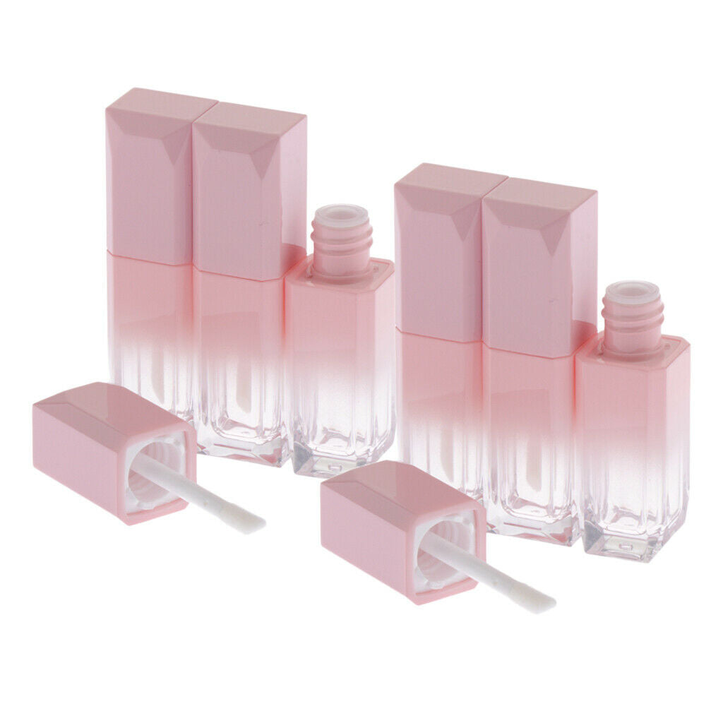 Lots 6 Square Lip Gloss Tubes Vials Makeup Cosmetic Lip Tint Bottles Pink