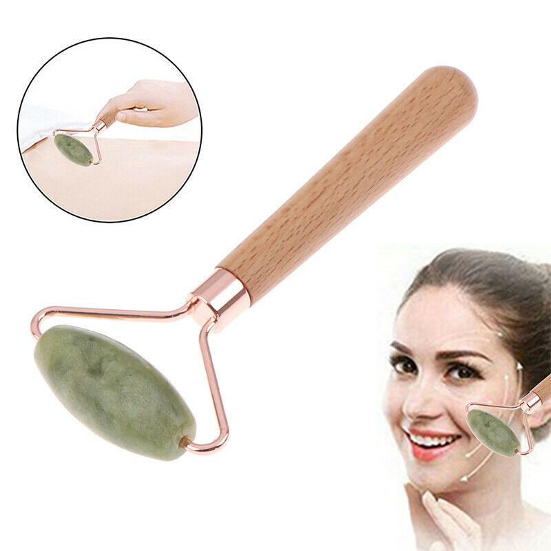 1x Facial Massage Roller Double Heads Jade Stone Face Body Skin Relaxati.l8
