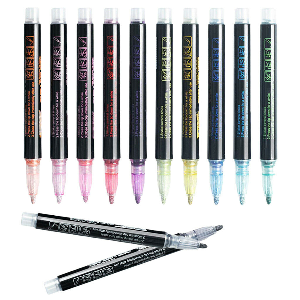 12pack Double Line Marker Pens Writing Drawing Painting Glitter Pens Card Making
