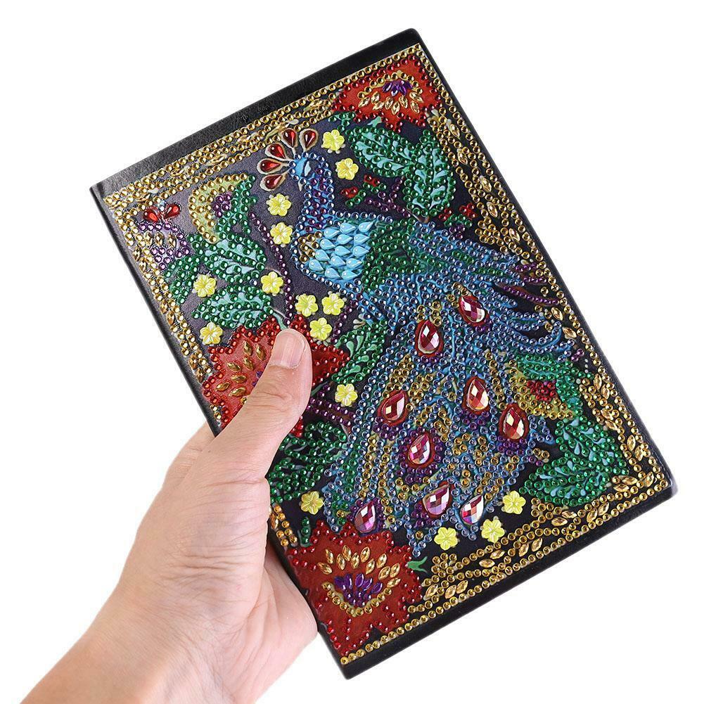 DIY Peafowl Special Shaped Diamond Painting 50 Pages Sketchbook A5 Notebook @