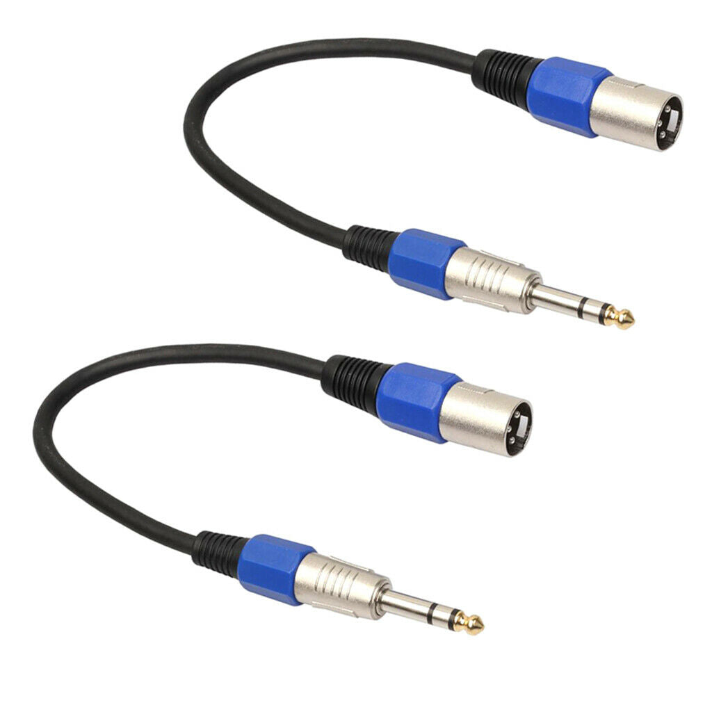 2 Pcs 1ft XLR Microphone Cable, XLR Male to 6.35mm TRS Male, 3-Pin, Connectors