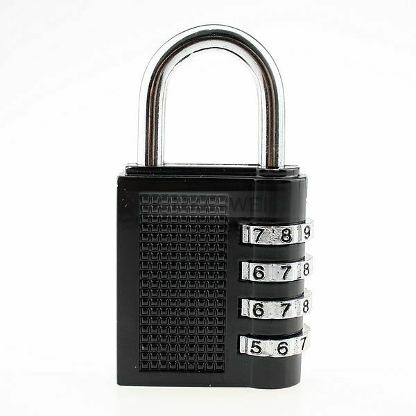 4 Dial Combination Padlock Locker Door Toolbox Luggage Suitcase Lock Black New