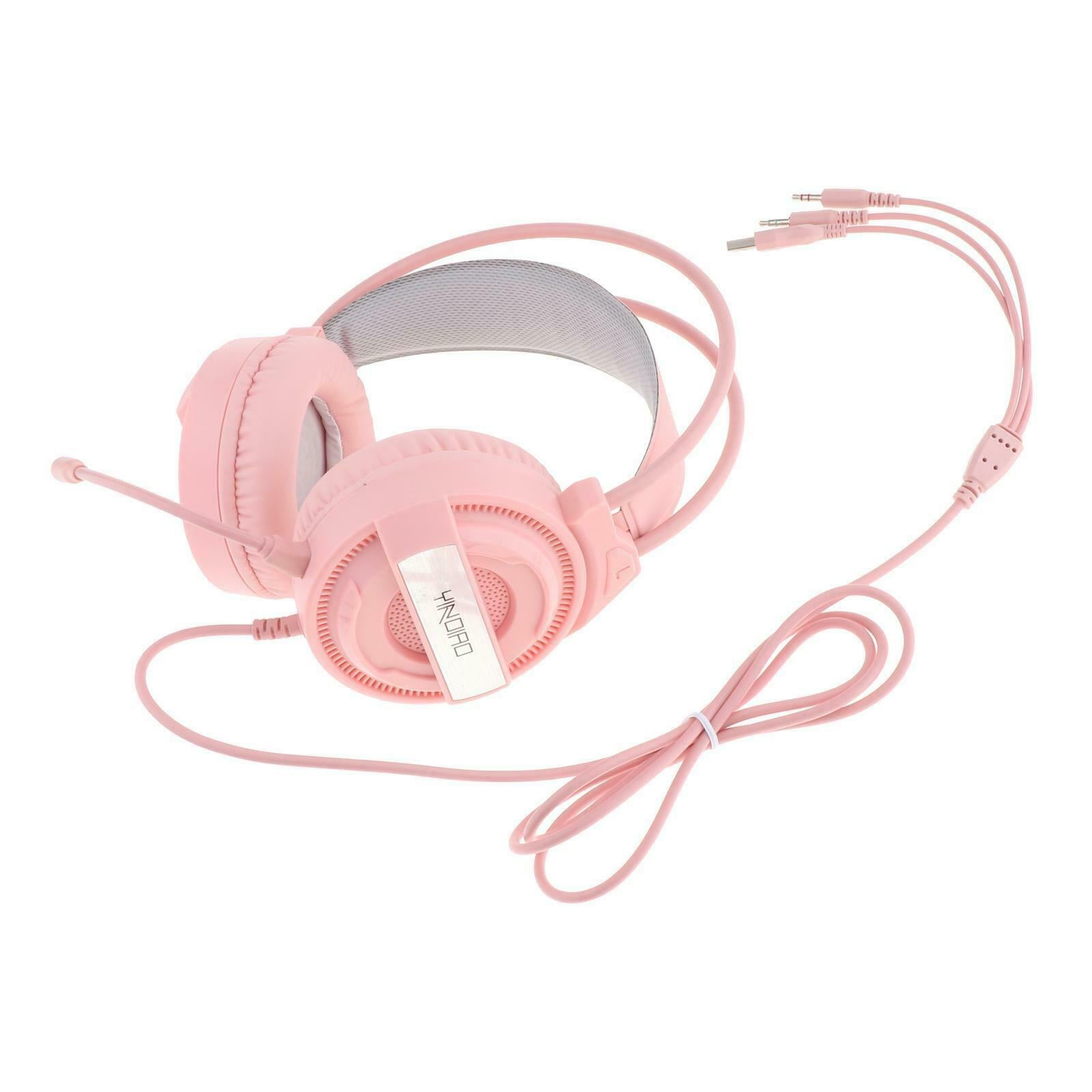 with Mic Over Ear Gaming Headset Headphones for Gamer Soft Earmuffs Pink