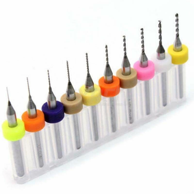 10pcs PCB Print Circuit Board Carbide Micro Drill Bits Tools 0.3mm to 1.2 mm Kit