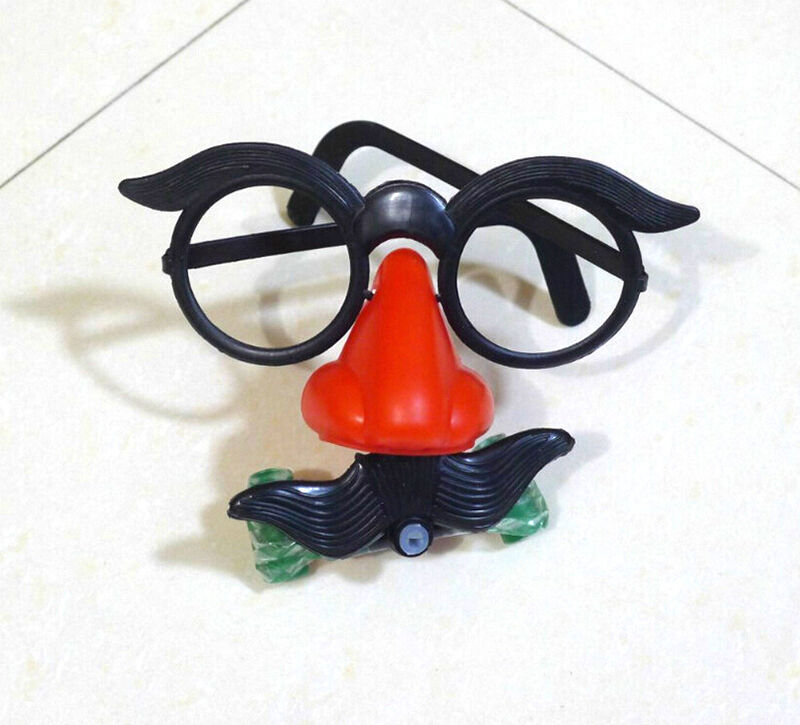 Clown Glasses Costume Ball RoundBDrame Red Nose Whistle Mustac.l8