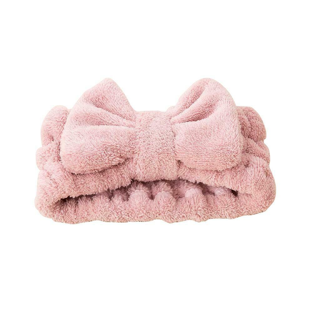 3pcs Coral Fleece Bowknot Headband Bath Shower Face Wash Elastic Hairbands @