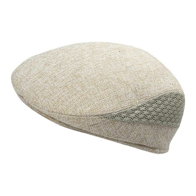 Men Cotton Linen Duckbill Hat Ivy Newsboy Flat Driving Hunting   Khaki