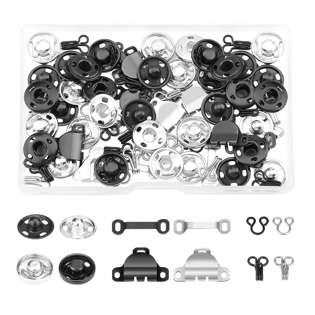50 Pairs Skirt Hooks and Eyes Sewing Sew-on Snaps Buttons Closures for Trousers
