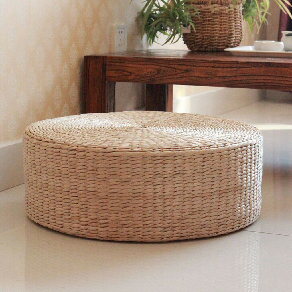 Round Natural Straw Floor Cushion Tatami Mat Patio Seat Pillow Flat Mat