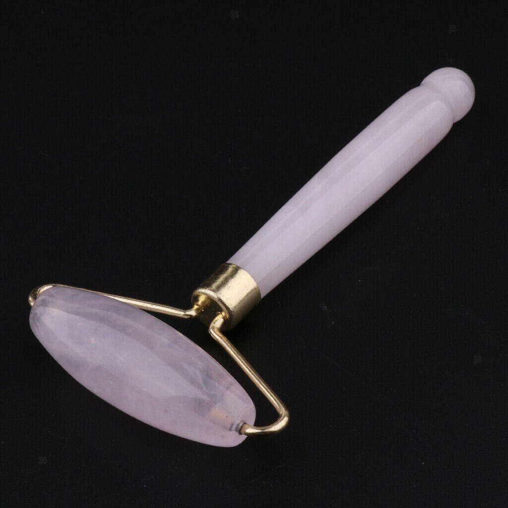 Natural Jade Facial Roller Wheel Massager Relax Beauty Massage Tool Pink