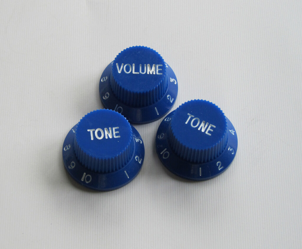 Blue w/ White ST Strat Guitar Knobs Volume Knob Tone Knobs fits Stratocaster