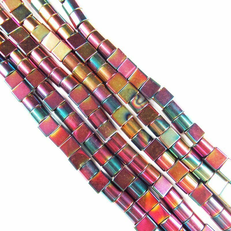 6x5x3mm Purple Rainbow Hematite Half Ellipse Loose Bead 15.5 inch 24g A-426TS